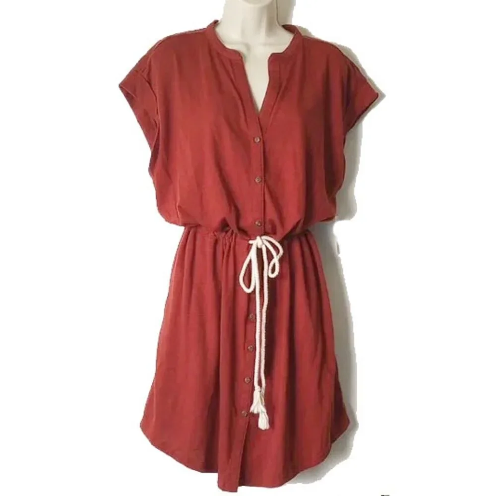Rust Button-Down Dress - Picture 1 of 5